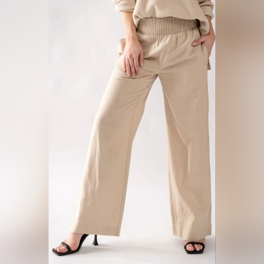 #16 🛑M, L Linen Pants with Smocked Waist - Picture 3 of 14